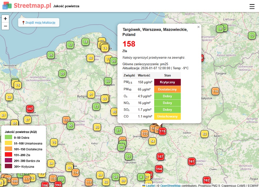 Mapa jakości powietrza Mapa jakości powietrza