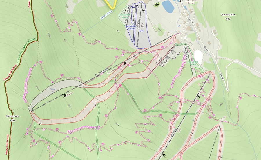 Czarna Góra - narty - mapa