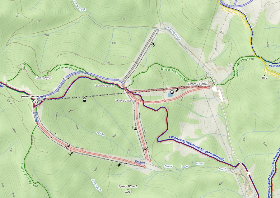 Jaworzyna Krynicka - narty - mapa