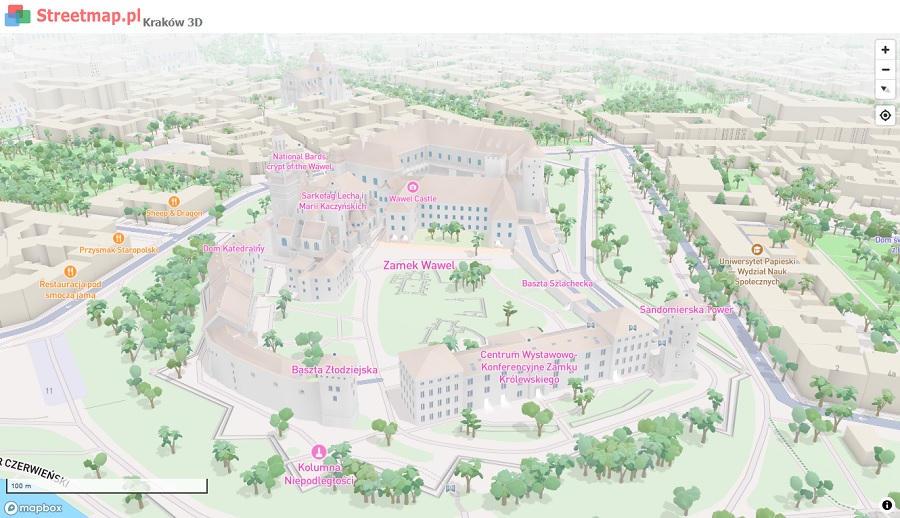 Mapa 3D Krakowa