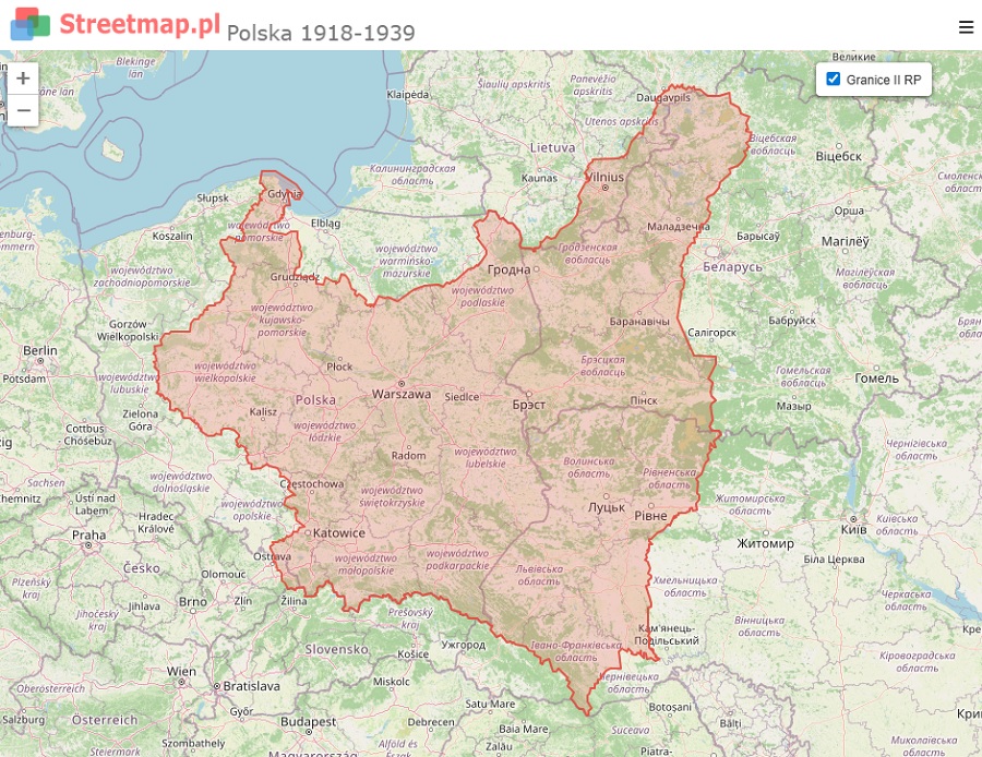 Mapa II Rzeczpospolitej (1918 - 1939)