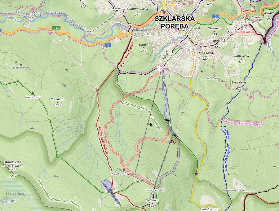 Szklarska Poręba - narty - mapa