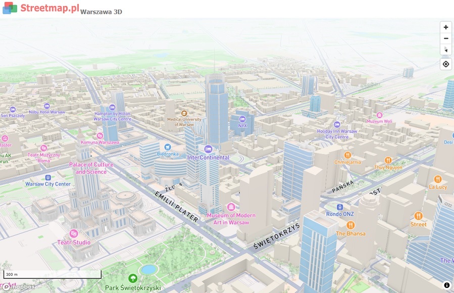Mapa 3D Warszawy