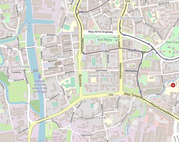 Mapa Elblaga