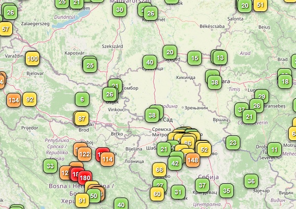 Mapa jakości powietrza w Poznaniu